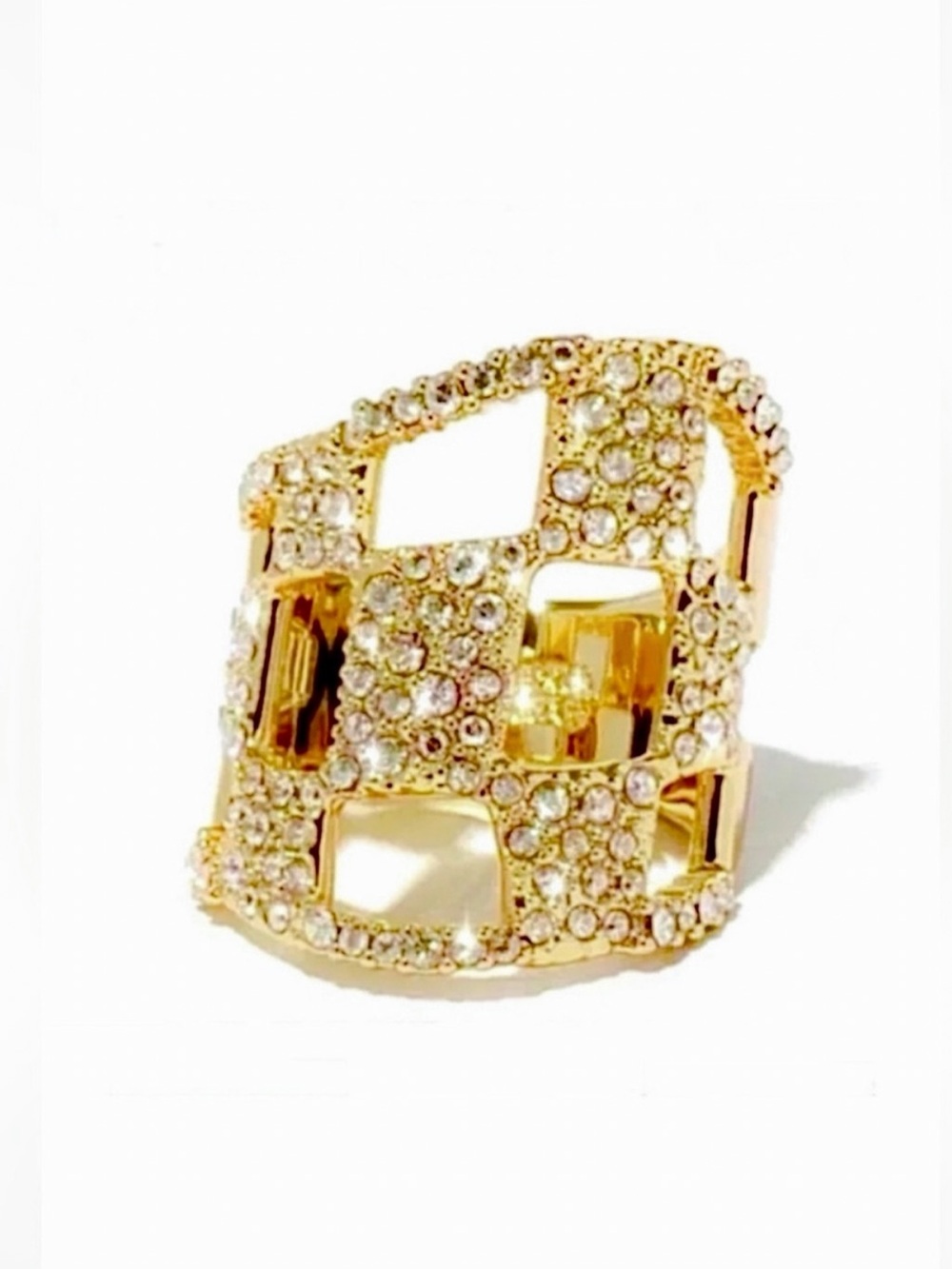 Alexis Bittar Gold Pavé Checkerboard Ring